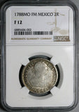 1788-Mo NGC F 12 Mexico 2 Reales Charles III Spain Colony Silver Coin (24071905C)