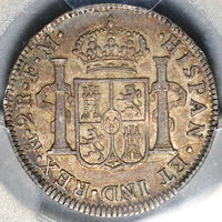 1800 PCGS AU 53 Mexico 2 Reales Charles IV Pillars Spain Colonial Silver Coin (25050501C)