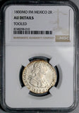 1800 NGC AU Mexico 2 Reales Charles IV Pillars Spain Colonial Silver Coin (26062401C)