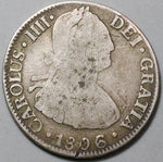 1806/5 Mo Mexico 2 Reales Charles IV IIII Spain Colonial Overdate Silver Coin (24021202R)