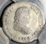 1818-Z PCGS VF Mexico 2 Reales War Independence Zacatecas Silver Coin (26070402C)