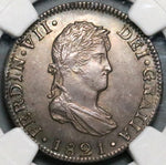 1821 NGC MS 63 Mexico 2 Reales Ferdinand VII Spain Colony Silver Coin (23043001D)