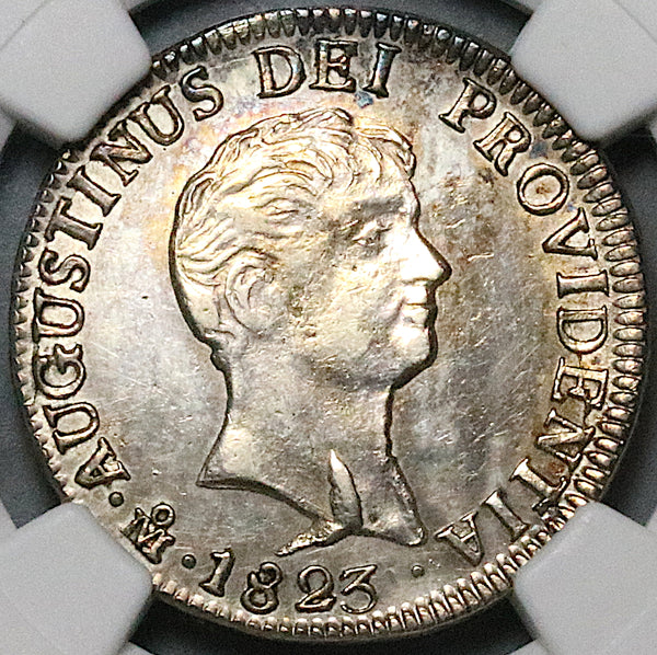 1823-Mo NGC AU Mexico Iturbide Silver 2 Reales Empire Silver Coin (23090501C)