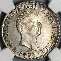 1823-Mo NGC AU Mexico Iturbide Silver 2 Reales Empire Silver Coin (23090501C)