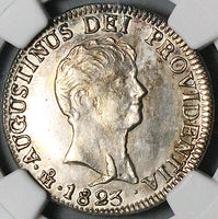 1823-Mo NGC AU Mexico Iturbide Silver 2 Reales Empire Silver Coin (23090501C)