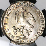 1823-Mo NGC AU Mexico Iturbide Silver 2 Reales Empire Silver Coin (23090501C)