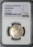 1823-Mo NGC AU Mexico Iturbide Silver 2 Reales Empire Silver Coin (23090501C)