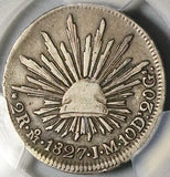 1827-Mo PCGS VF 20 Mexico City 2 Reales Cap Rays Scarce Coin POP 2/4 (25060302C)