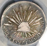1827-Mo PCGS VF 20 Mexico City 2 Reales Cap Rays Silver Scarce Coin POP 1/4 (24021502C)