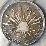 1827-Mo PCGS VF 20 Mexico City 2 Reales Cap Rays Silver Scarce Coin POP 1/4 (24021502C)