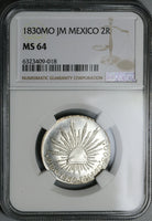 1830-Mo NGC MS 64 Mexico City 2 Reales Cap Rays Proof Like Silver Rare Coin POP 1/3 (25032101C)