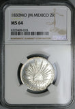1830-Mo NGC MS 64 Mexico City 2 Reales Cap Rays Proof Like Silver Rare Coin POP 1/3 (25032101C)