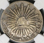 1834/2-Do NGC VF 25 Mexico 2 Reales Durango Cap Rays Coin POP 2/1 (23071104C)