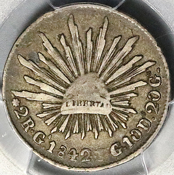 1842-Ga PCGS VF 35 Mexico 2 Reales Guadalajara Mint Rare Overdate POP 1/2 (24101903C)