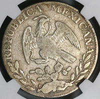 1843-Ga MC/JG NGC Fine Mexico 2 Reales Guadalajara Cap Rays Silver Coin (24022201C)