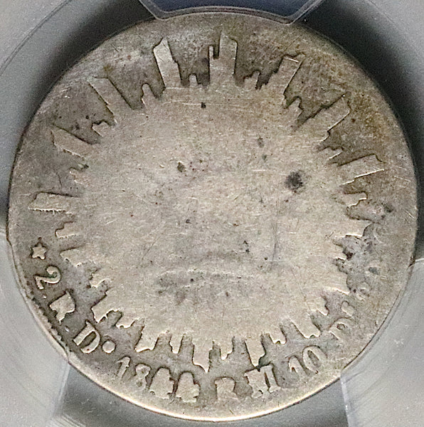 1844-Do PCGS G 6 Mexico 2 Reales Durango RARE Cap Rays Coin POP 1/0 (24090801C)