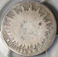 1844-Do PCGS G 6 Mexico 2 Reales Durango RARE Cap Rays Coin POP 1/0 (24090801C)