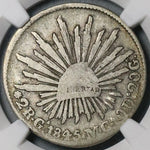 1845/3-Ga NGC VG 8 Mexico 2 Reales Guadalajara Rare Overdate Coin POP 1/0 (24070803C)