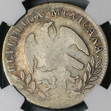 1859/8-Do NGC Fine Mexico 2 Reales Cap Rays Durango Mint Rare Silver Coin (24012501C)