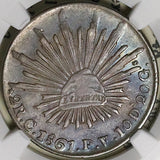 1861-C NGC AU 55 Mexico 2 Reales Culiacan Cap Rays Silver Coin POP 1/3 (23080602C)