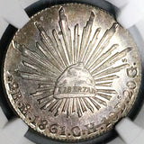 1861-Mo NGC MS 65+ Mexico 2 Reales Gem Near PL Cap Rays Silver Coin (25111001C)