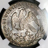1861-Mo NGC MS 65+ Mexico 2 Reales Gem Near PL Cap Rays Silver Coin (25111001C)