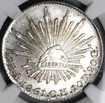 1861-Mo NGC MS 65 Mexico 2 Reales Silver Proof Like Silver Coin (18070501D)