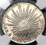 1861-Mo NGC MS 65 Mexico 2 Reales Gem Cap Rays Silver Coin (25110201C)