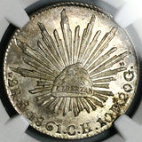 1861-Mo NGC MS 66 Mexico 2 Reales Gem Near PL Cap Rays Silver Coin (25110202C)