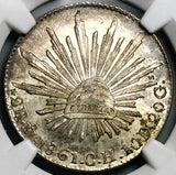 1861-Mo NGC MS 66 Mexico 2 Reales Gem Near PL Cap Rays Silver Coin (25110202C)