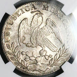 1861-Mo NGC MS 66 Mexico 2 Reales Gem Near PL Cap Rays Silver Coin (25110202C)
