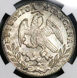 1861-Mo NGC MS 66 Mexico 2 Reales Gem Near PL Cap Rays Silver Coin (25110202C)