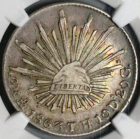 1863-Mo TH NGC XF 45 Mexico 2 Reales City Mint Silver Coin (24072803C)
