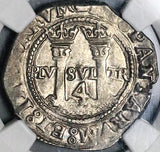 1542-Mo NGC MS 62 Mexico 4 Reales Carlos Joanna Spain Colonial Coin (24041804C)