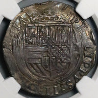1572-M NGC AU 55 Mexico 4 Reales Philip II Spain Colonial Coin (24043003C)