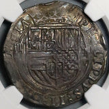 1572-M NGC AU 55 Mexico 4 Reales Philip II Spain Colonial Coin (24043003C)