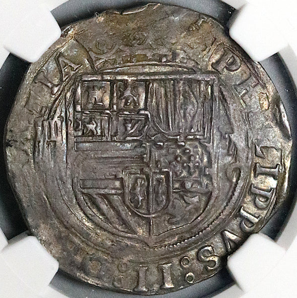 1572-M NGC AU 55 Mexico 4 Reales Philip II Spain Colonial Coin (24043003C)