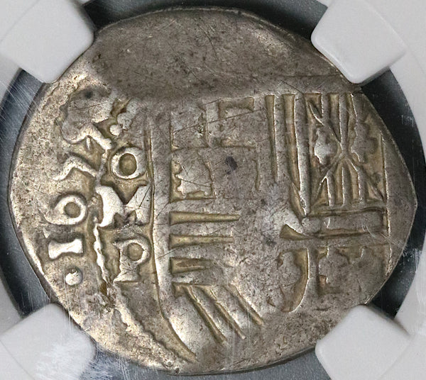 1655 NGC F 12 Mexico Cob 4 Reales Philip IV Full Date Silver Pirate Coin (25111101C)