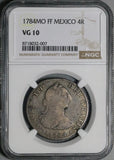 1784 NGC VG 10 Mexico 4 Reales Charles III Spain Colony Silver Coin POP 1/2 (26062601C)