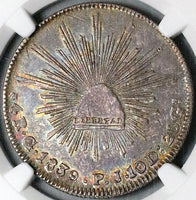 1839-Go NGC AU 55 Mexico 4 Reales Guanajuato Mint Cap Rays Silver Coin POP 1/3 (25030201D)