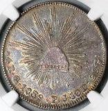1839-Go NGC AU 55 Mexico 4 Reales Guanajuato Mint Cap Rays Silver Coin POP 1/3 (25030201D)