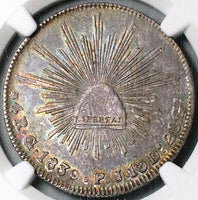 1839-Go NGC AU 55 Mexico 4 Reales Guanajuato Mint Cap Rays Silver Coin POP 1/3 (25030201D)