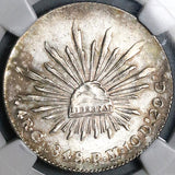 1848/7-Go NGC AU 55 Mexico 4 Reales Guanajuato Mint Overdate Silver Coin (25081402D)