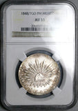 1848/7-Go NGC AU 55 Mexico 4 Reales Guanajuato Mint Overdate Silver Coin (25081402D)