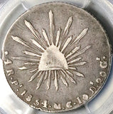 1854-Pi PCGS F 15 Mexico 4 Reales Potosi Mint Rare Cap Rays Silver Coin POP 1/2 (26011401C)