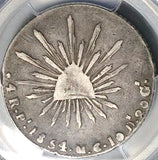 1854-Pi PCGS F 15 Mexico 4 Reales Potosi Mint Rare Cap Rays Silver Coin POP 1/2 (26011401C)