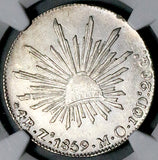 1859-Zs NGC AU Mexico 4 Reales Zacatecas Mint Rare Silver Coin (26080104C)
