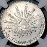 1859-Zs NGC AU Mexico 4 Reales Zacatecas Mint Rare Silver Coin (26080104C)