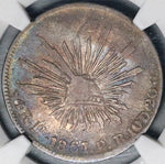 1867-Ho NGC Fine Mexico 4 Reales Rare Hermosillo Mint Silver Coin (25061401C)