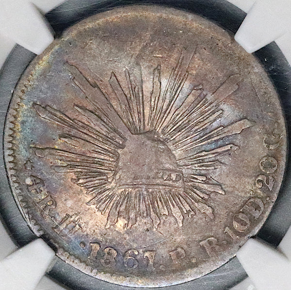 1867-Ho NGC Fine Mexico 4 Reales Rare Hermosillo Mint Silver Coin (25061401C)